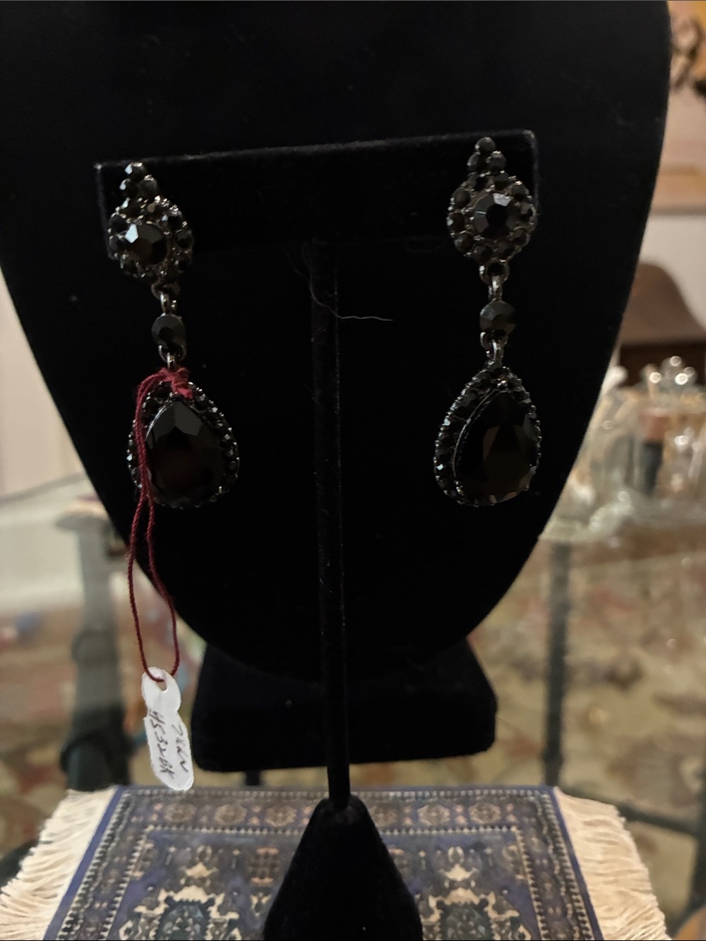 Black Teardrop Crystal Drop Earrings - Women Jewelry
